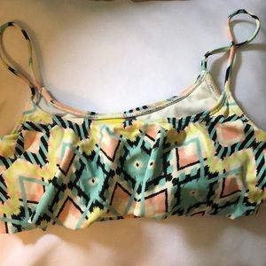 colorful flounce bikini top